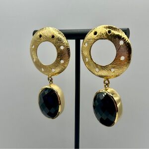 Bold Gold & Faceted Glass Stone Statement Earrings